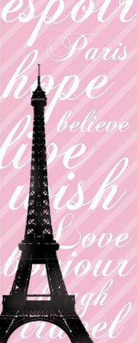 Pink Eiffel 2 White Modern Wood Framed Art Print with Double Matting by Gibbons, Lauren