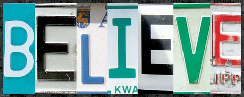 Believe License Black Ornate Wood Framed Art Print with Double Matting by Gibbons, Lauren