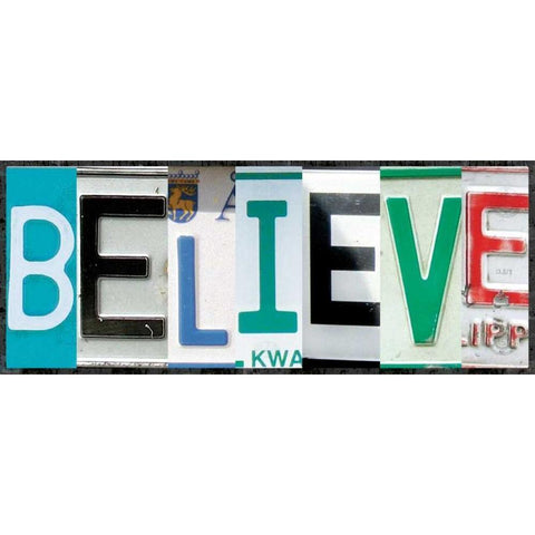Believe License White Modern Wood Framed Art Print by Gibbons, Lauren