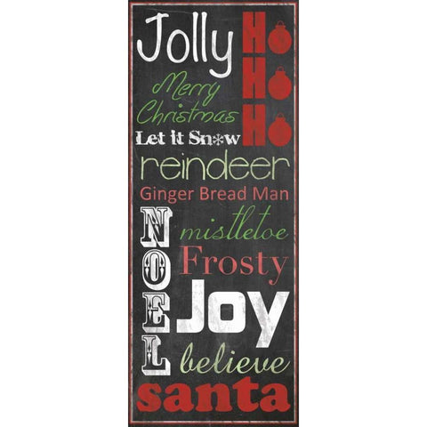 Jolly Merry Christmas Gold Ornate Wood Framed Art Print with Double Matting by Gibbons, Lauren