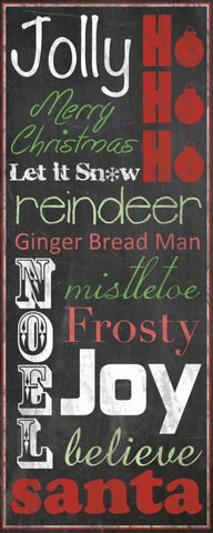 Jolly Merry Christmas White Modern Wood Framed Art Print with Double Matting by Gibbons, Lauren