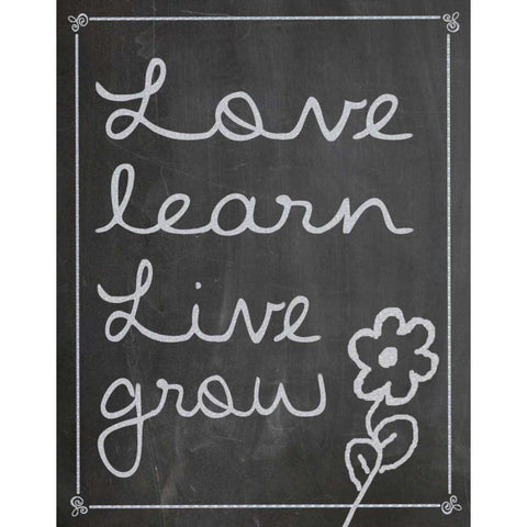 Love Learn Live Grow 1 White Modern Wood Framed Art Print by Gibbons, Lauren