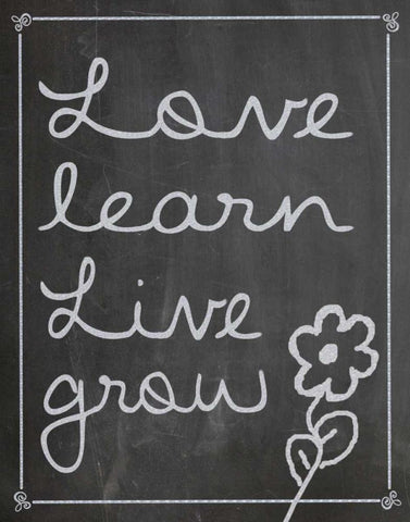 Love Learn Live Grow 1 White Modern Wood Framed Art Print with Double Matting by Gibbons, Lauren