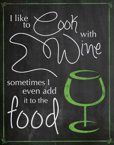 Cook With Wine White Modern Wood Framed Art Print with Double Matting by Gibbons, Lauren