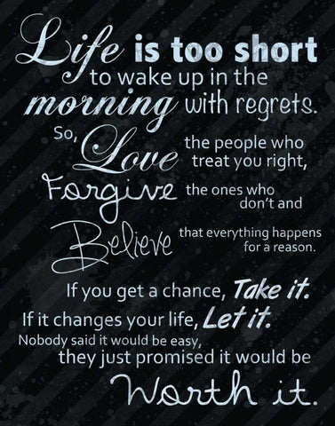 Life Is Short Blue Black Ornate Wood Framed Art Print with Double Matting by Gibbons, Lauren