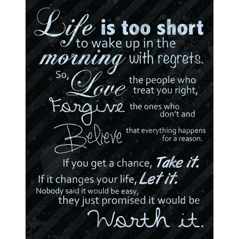 Life Is Short Blue Black Modern Wood Framed Art Print by Gibbons, Lauren