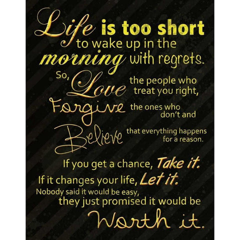 Life Is Short Black Modern Wood Framed Art Print by Gibbons, Lauren