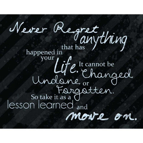 Never Regret Blue Black Modern Wood Framed Art Print by Gibbons, Lauren