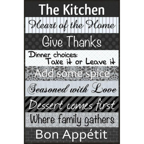 Kitchen Patterns BW Gold Ornate Wood Framed Art Print with Double Matting by Gibbons, Lauren