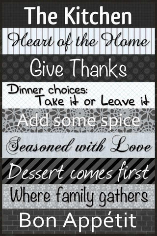 Kitchen Patterns BW Black Ornate Wood Framed Art Print with Double Matting by Gibbons, Lauren