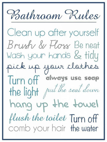 Bath Rules b 2 White Modern Wood Framed Art Print with Double Matting by Gibbons, Lauren