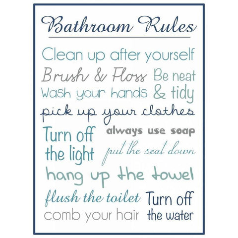 Bath Rules b 2 Black Modern Wood Framed Art Print with Double Matting by Gibbons, Lauren