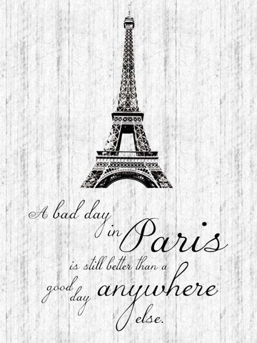 Paris Quote 1 White Modern Wood Framed Art Print with Double Matting by Gibbons, Lauren