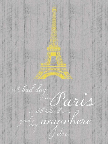 Paris Quote Gray White Modern Wood Framed Art Print with Double Matting by Gibbons, Lauren