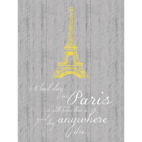 Paris Quote Gray White Modern Wood Framed Art Print by Gibbons, Lauren