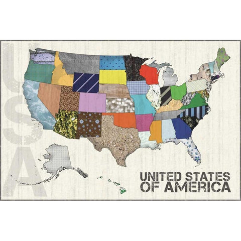 US Map White Modern Wood Framed Art Print by Gibbons, Lauren