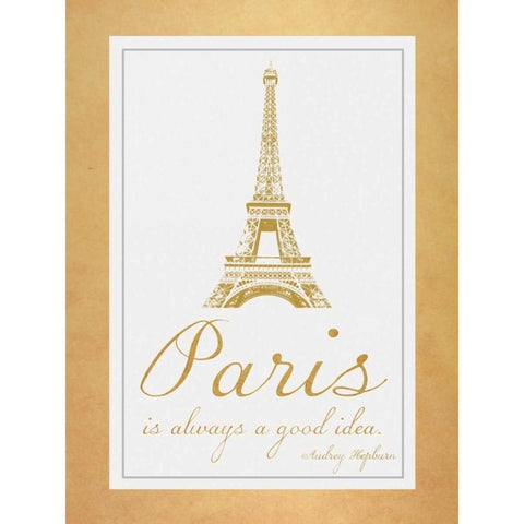 Paris Quote 2 Gold Black Modern Wood Framed Art Print with Double Matting by Gibbons, Lauren