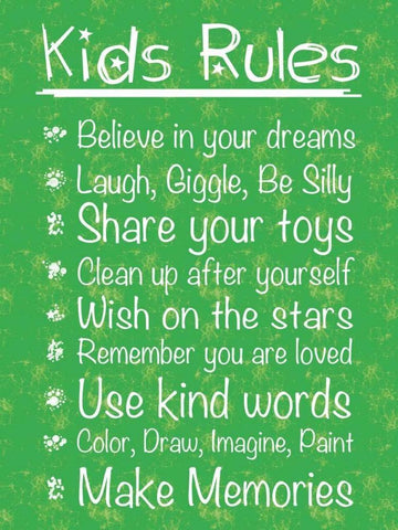 Kids Rules Black Ornate Wood Framed Art Print with Double Matting by Gibbons, Lauren