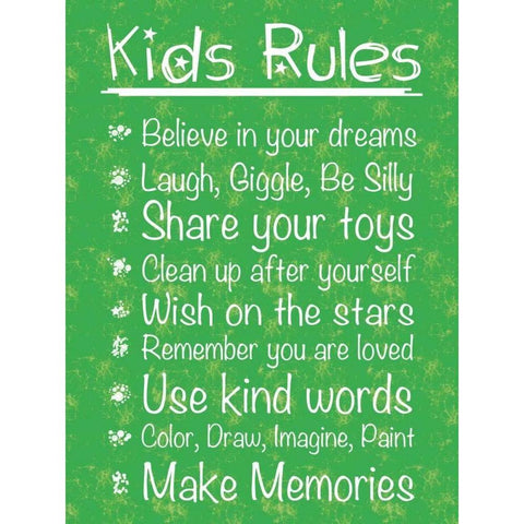 Kids Rules Black Modern Wood Framed Art Print by Gibbons, Lauren
