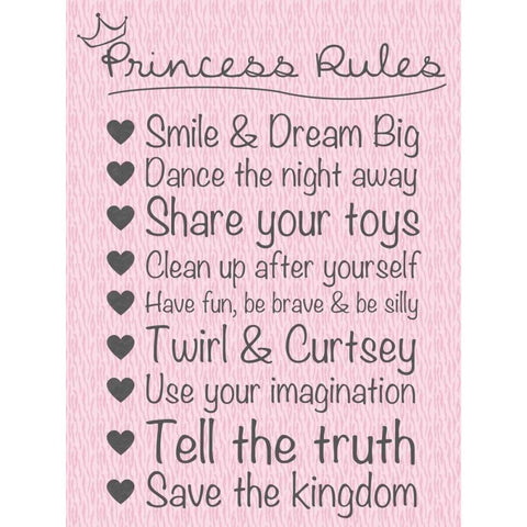 Princess Rules Soft Gold Ornate Wood Framed Art Print with Double Matting by Gibbons, Lauren