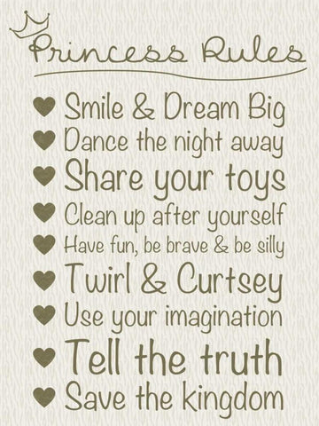 Princess Rules Cream Black Ornate Wood Framed Art Print with Double Matting by Gibbons, Lauren