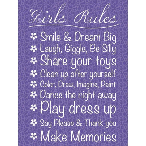 Girls Rules Gold Ornate Wood Framed Art Print with Double Matting by Gibbons, Lauren