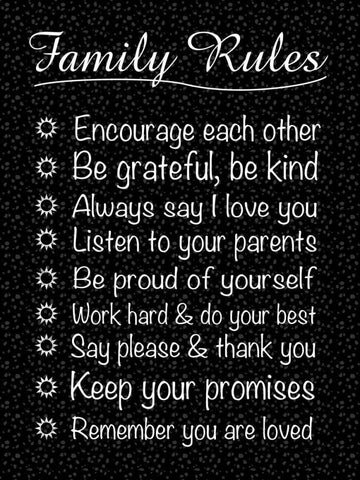 Family Rules Black Ornate Wood Framed Art Print with Double Matting by Gibbons, Lauren