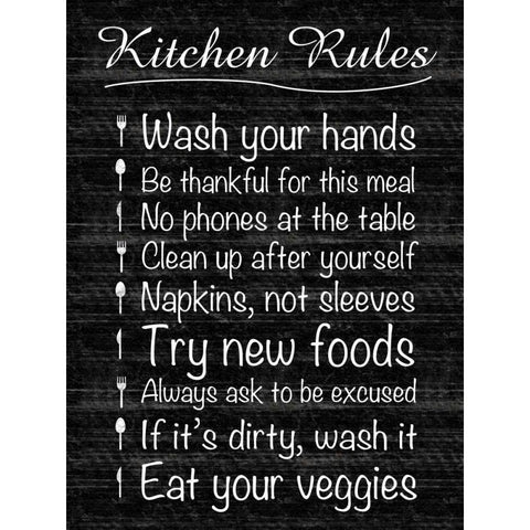 Kitchen Rules White Modern Wood Framed Art Print by Gibbons, Lauren