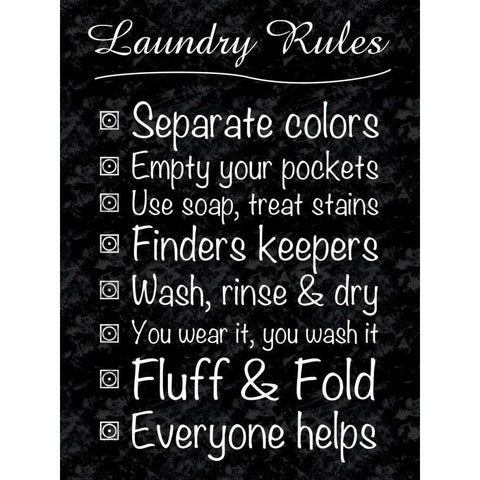 Laundry Rules Black Modern Wood Framed Art Print with Double Matting by Gibbons, Lauren