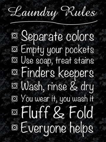 Laundry Rules White Modern Wood Framed Art Print with Double Matting by Gibbons, Lauren