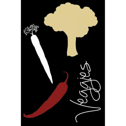 Veggies Black Modern Wood Framed Art Print with Double Matting by Gibbons, Lauren
