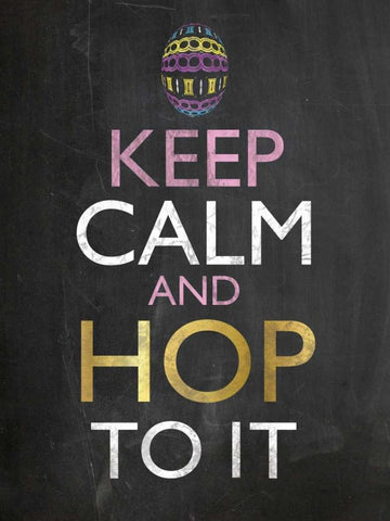 Easter Chalk Hop To It White Modern Wood Framed Art Print with Double Matting by Gibbons, Lauren