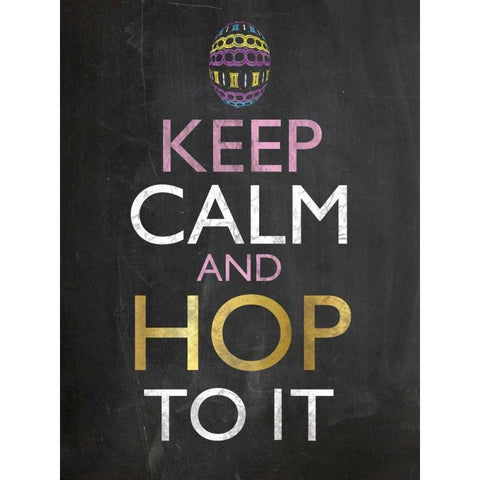 Easter Chalk Hop To It Black Modern Wood Framed Art Print with Double Matting by Gibbons, Lauren