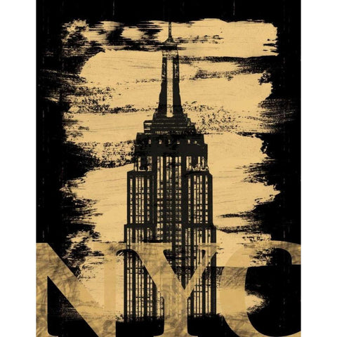 NYC Paint Black Gold Ornate Wood Framed Art Print with Double Matting by Gibbons, Lauren