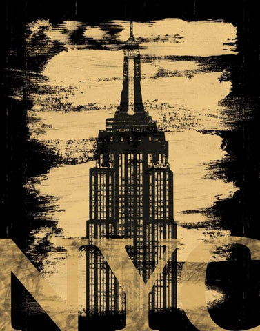 NYC Paint Black White Modern Wood Framed Art Print with Double Matting by Gibbons, Lauren