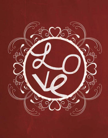 Red Chalk Love White Modern Wood Framed Art Print with Double Matting by Gibbons, Lauren