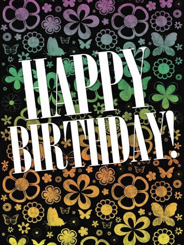 Happy Birthday Black Ornate Wood Framed Art Print with Double Matting by Gibbons, Lauren