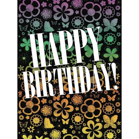 Happy Birthday Black Modern Wood Framed Art Print by Gibbons, Lauren