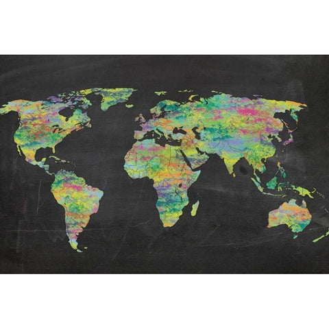 The World On Chalk Black Modern Wood Framed Art Print with Double Matting by Gibbons, Lauren