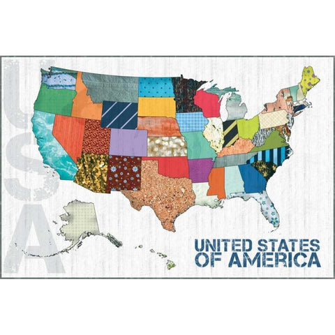 US Map Kids Black Modern Wood Framed Art Print with Double Matting by Gibbons, Lauren