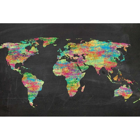 World Chalk Kids White Modern Wood Framed Art Print by Gibbons, Lauren