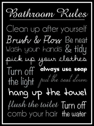 Bath Rules Blk 2 Black Ornate Wood Framed Art Print with Double Matting by Gibbons, Lauren