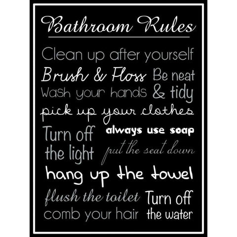 Bath Rules Blk 2 Black Modern Wood Framed Art Print with Double Matting by Gibbons, Lauren