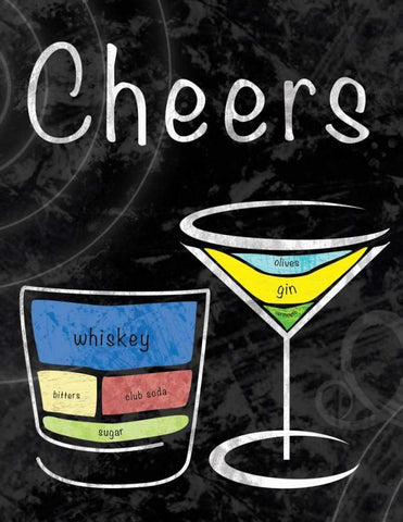 Cocktail White Modern Wood Framed Art Print with Double Matting by Gibbons, Lauren