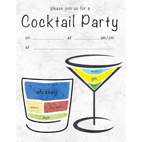 Cocktail 2 Invitation White Modern Wood Framed Art Print by Gibbons, Lauren