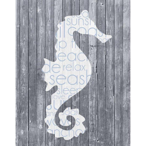 Seahorse Wood Panel White Modern Wood Framed Art Print by Gibbons, Lauren