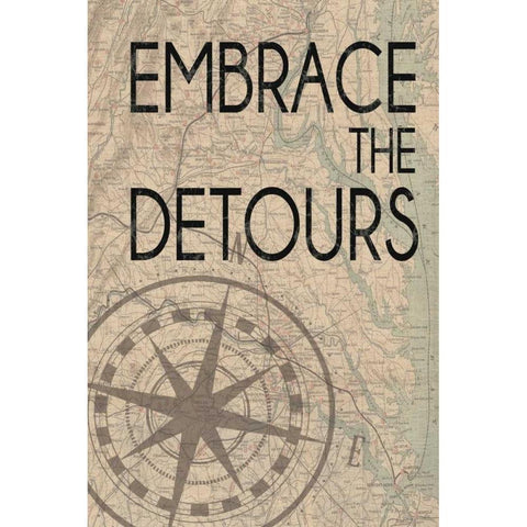 Embrace The Detours Black Modern Wood Framed Art Print by Gibbons, Lauren