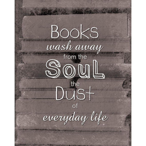 Books Soul BW Black Modern Wood Framed Art Print with Double Matting by Gibbons, Lauren