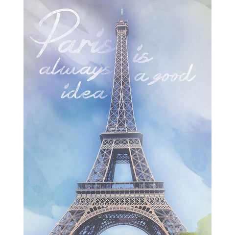 Paris 1 Quote White Modern Wood Framed Art Print by Gibbons, Lauren