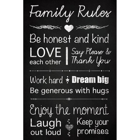 Family Rules Black Modern Wood Framed Art Print with Double Matting by Gibbons, Lauren